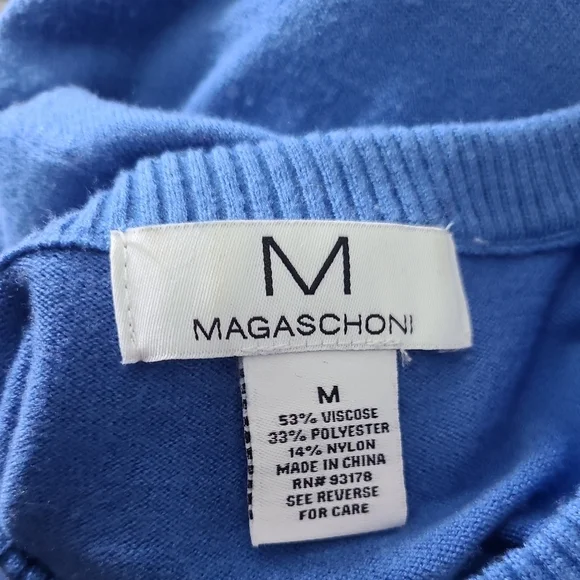 Magaschoni Blue Balloon Sleeve Viscose‎ Sweater Medium - Picture 3 of 3